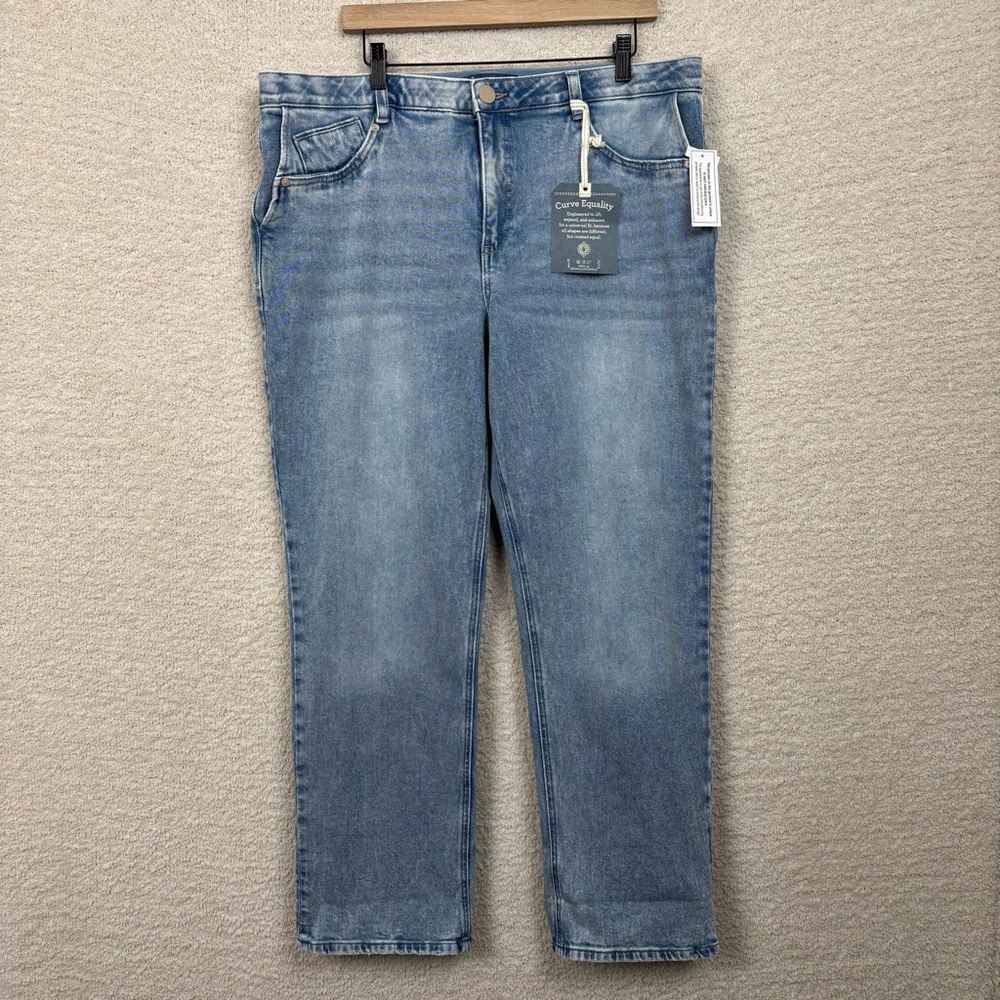 Democracy Jeans Womens 16 Blue Ab Solution High Rise Side Entry Pocket Boyfriend - Picture 2 of 14